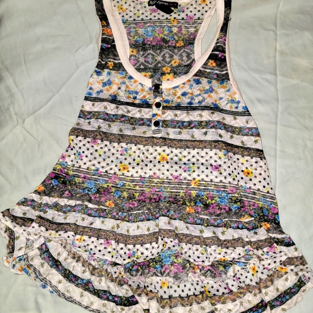 Women's see through self esteem print tank